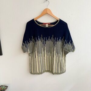 Beyond Threads Elegant Navy and Cream and green Women's Top made in Peru